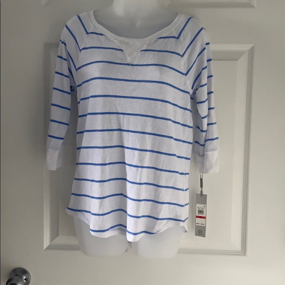 Calvin Klein Performance stripe 3/4 sleeve top NWT